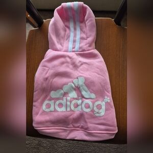 New! Adidog Pink Hoodie Dog Sweatshirt XL